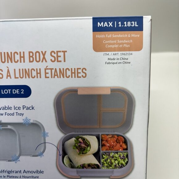 New Bentgo Chill XL 5 Cup Lunch Box Set Ice Pack 3/4 Compartment 8B03WB Purple - Picture 5 of 8